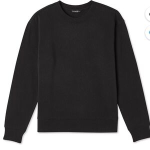 George Black Drop Shoulder Fleece Popover Sweater Crewneck Women L Long Sleeve